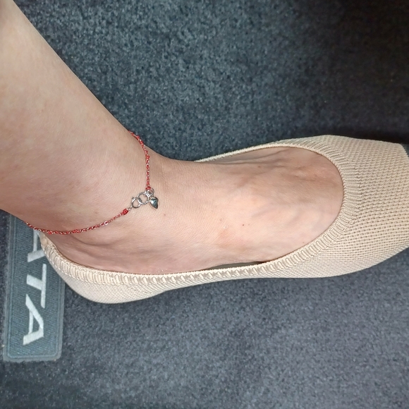 Solid 925 sterling silver with lucky red jewelry threads ankle bracelet - Picture 6 of 8